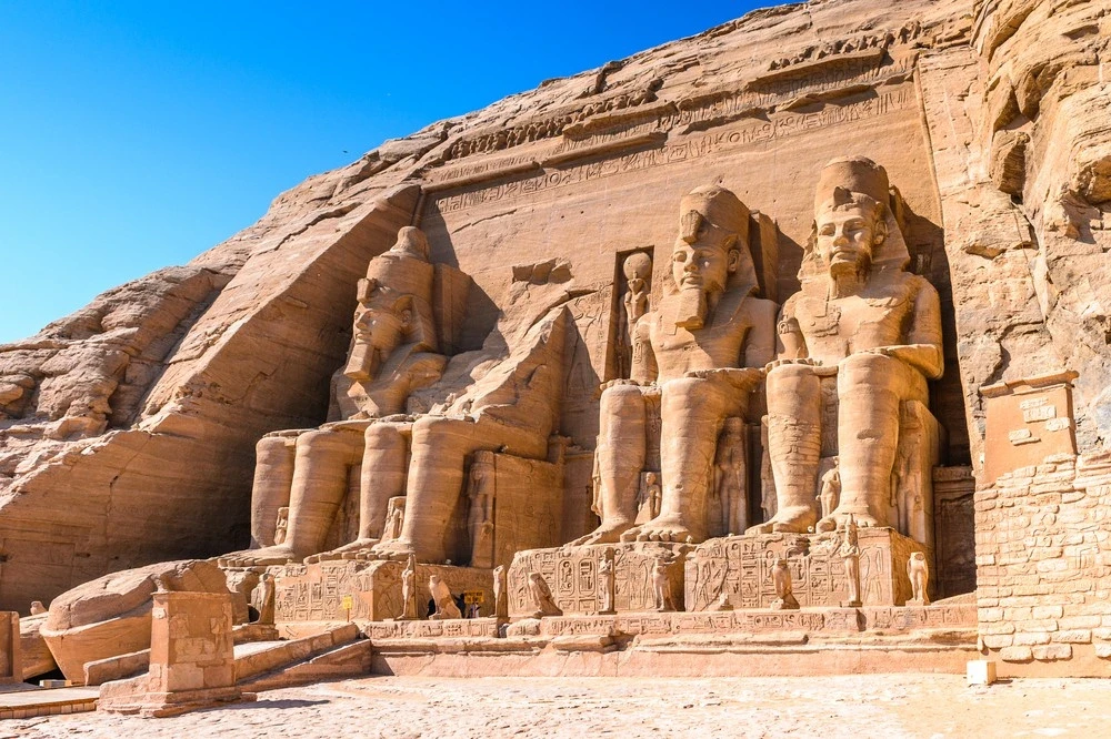 Massive rock-cut temples of Abu Simbel built by Ramses II