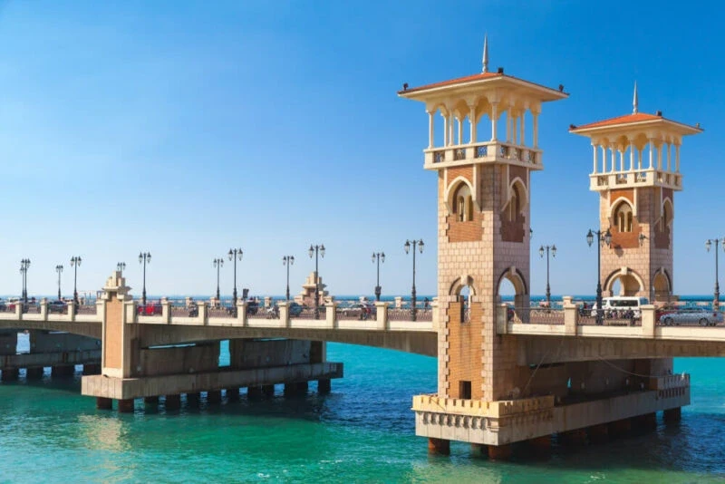 Stanley Bridge overlooking the Mediterranean Sea in Alexandria Egypt
