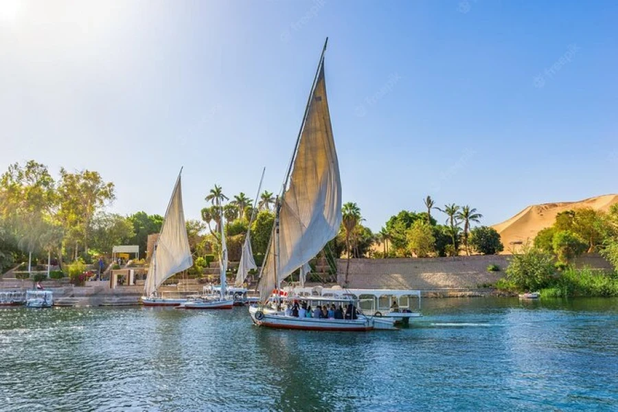 Felucca sailing boat on the Nile River in Egypt
