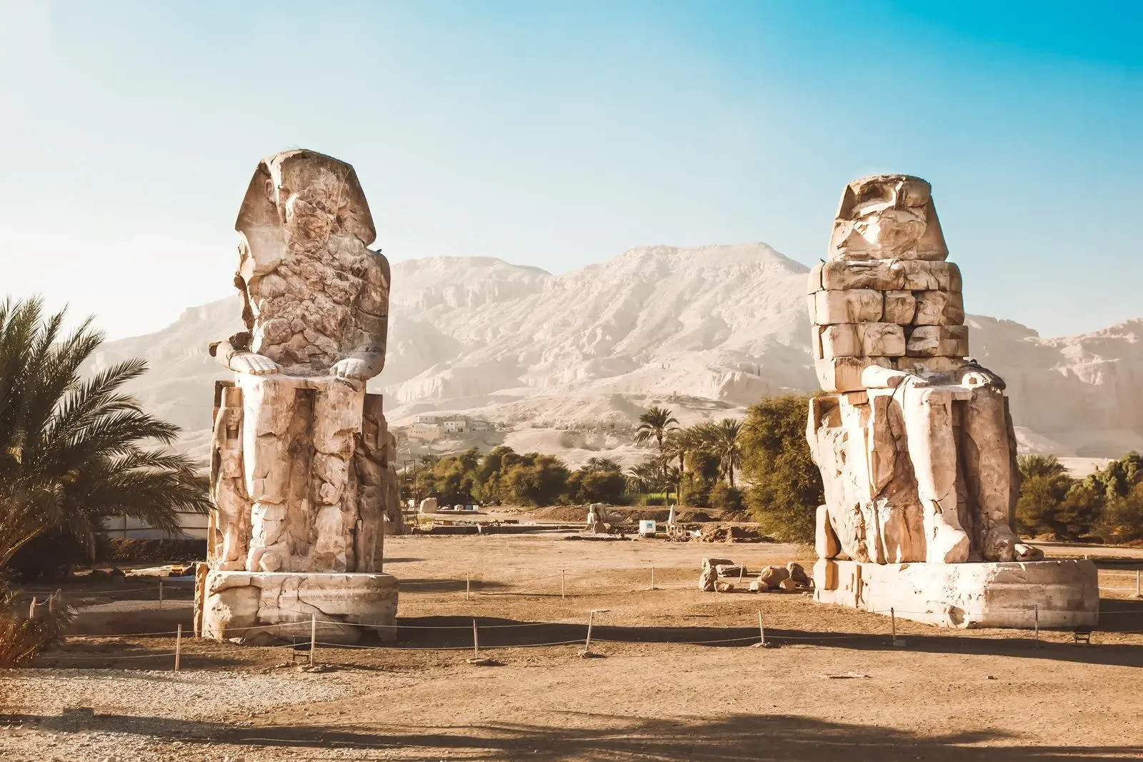 Colossi of Memnon giant stone statues in Luxor, Egypt