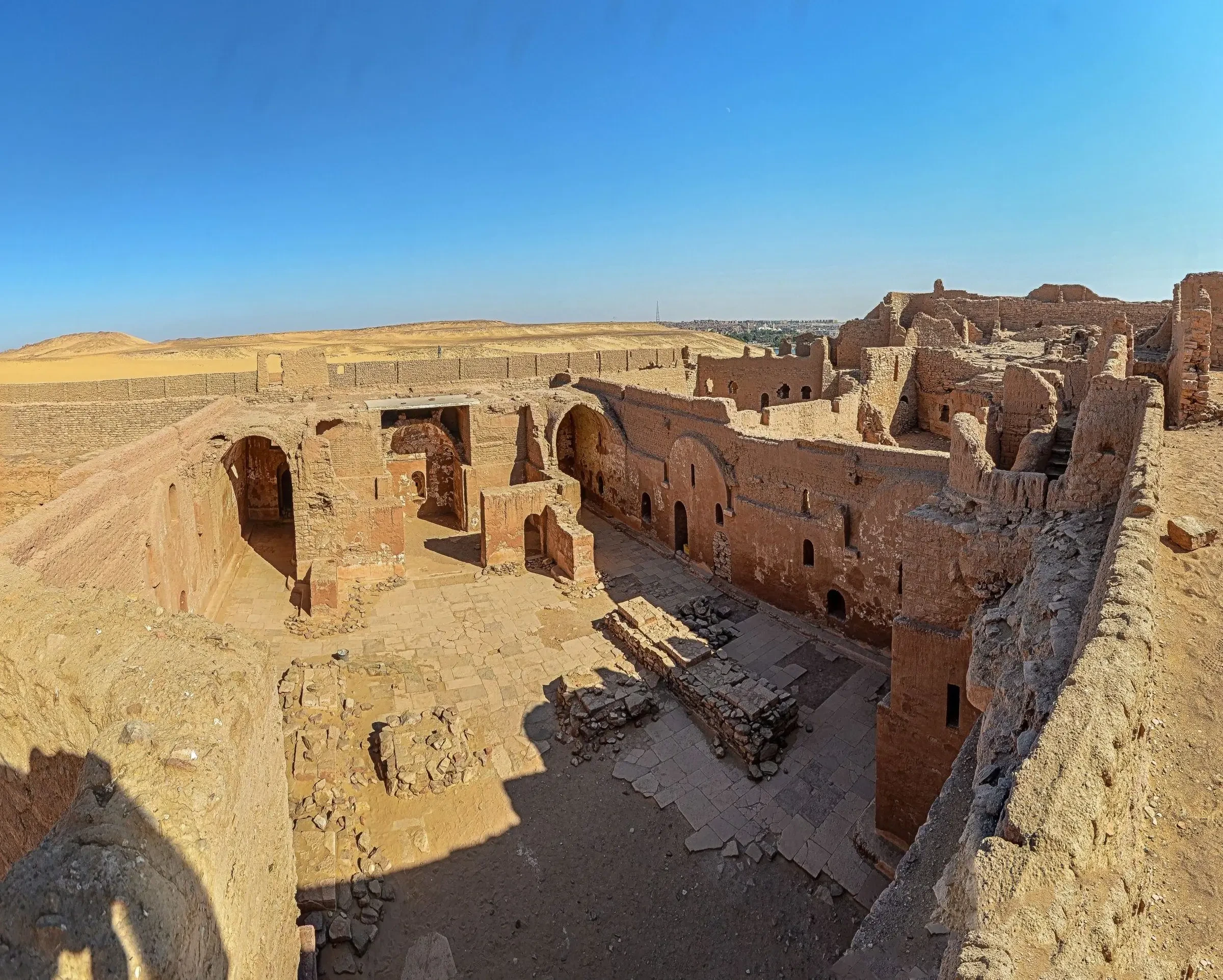Ancient St. Simeon Monastery ruins in the Aswan desert, Egypt