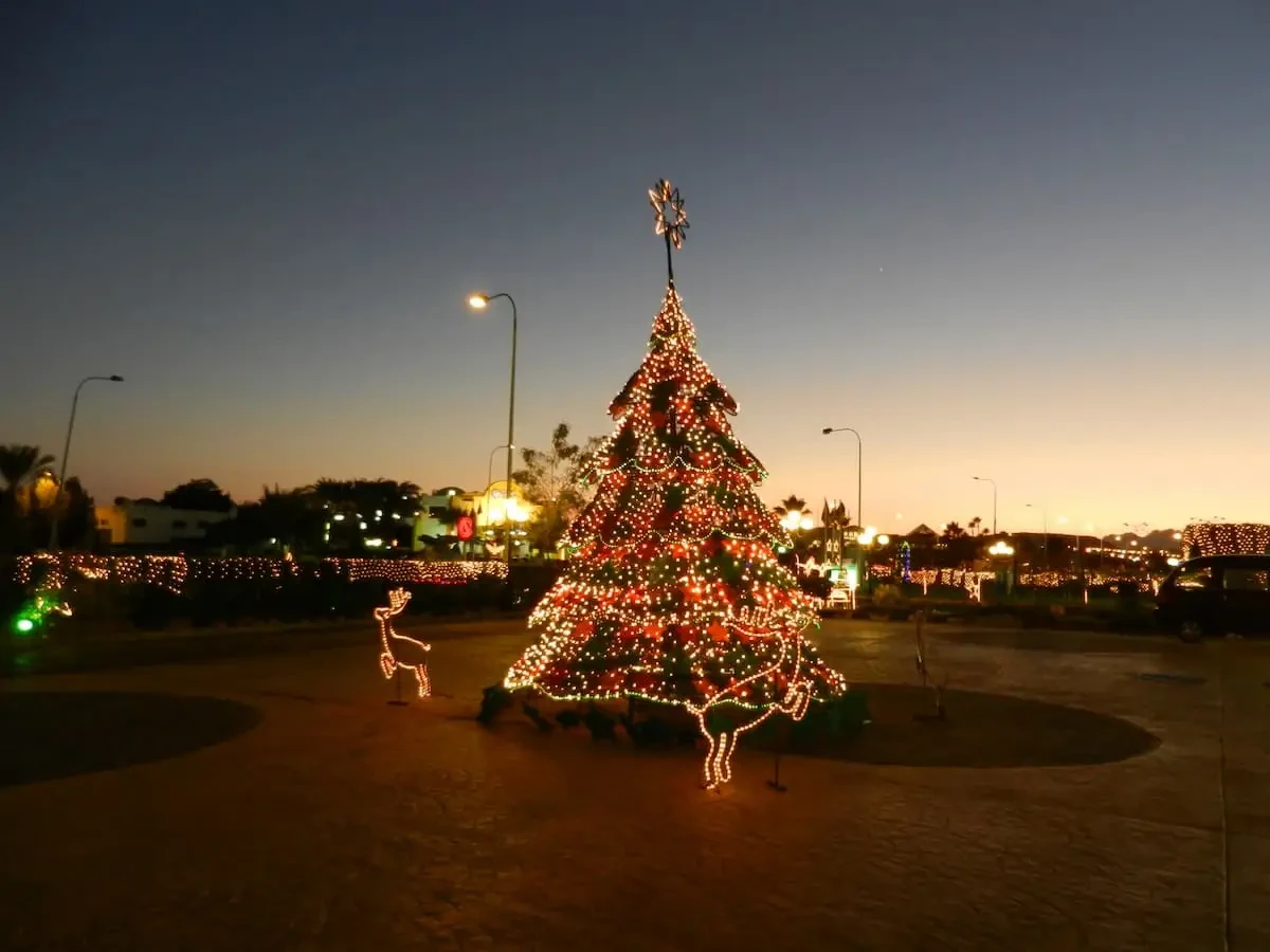 Festive Christmas tree in Cairo Egypt