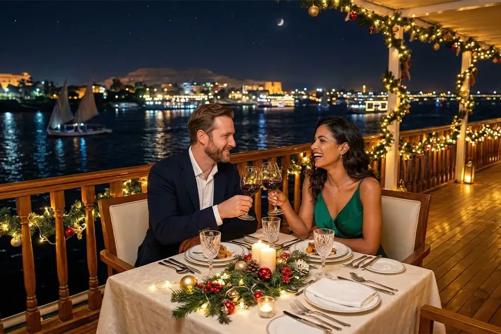 Couple enjoying Christmas Nile Cruise in Egypt